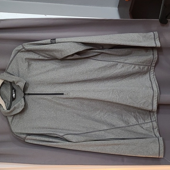 The North Face Mens 1/4 Zip Jacket Lightweight Gray Embroidered COMPANY NAME L - Picture 1 of 12